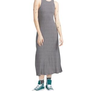 Volcom NWT fleurmaid skater chic open back maxi dress stripes size L